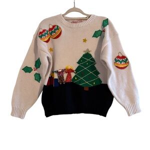Vintage Rare Fetagetti Ugly Christmas Sweater Tree Stockings Presents